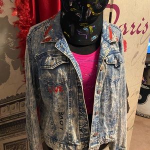 Jean jacket with hat and tank top